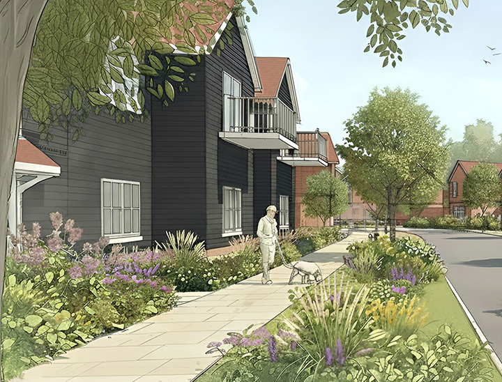 North parcel - View from tree lined street looking towards north
